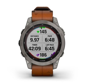 Умные часы Garmin Fenix 7 Sapphire Solar титановый серый с коричневым кожаным ремешком, фото 9