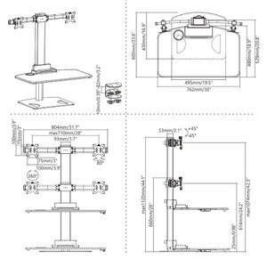 Настольное рабочее место для двух мониторов ABC Mount STANDWORK-112 black, фото 2