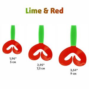 Твистер несъедоб. Credo Double Tail 3,54"/9 см Lime & Red 100шт. (HS-28-021-N) Helios, фото 4
