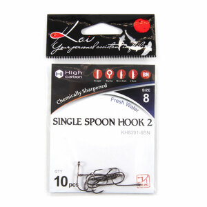 Крючок KOI "SINGLE SPOON HOOK 2", размер 8 (INT), цвет BN (10 шт.), фото 5