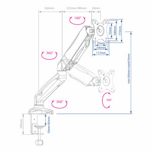 Настольный кронштейн для мониторов ARM MEDIA LCD-T21w WHITE, фото 7