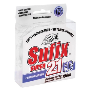 Леска SUFIX Super 21 Fluorocarbon прозрачная 150м 0.30мм 7.5кг, фото 1