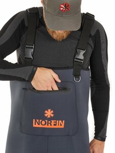 Полукомбинезон забродный Norfin SHADOW NEOPRENE BOOTFOOT р.41-S с сапогами резина, фото 6