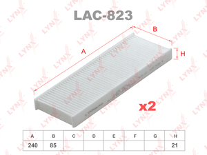 Фильтр салонный (комплект 2 шт.) LYNXauto LAC-823. Для: CITROEN C-Elysee 1.2-1.6 12>, PEUGEOT 301 1.2-1.6 12>, фото 1