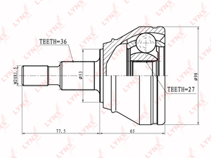 ШРУС наружный LYNXauto CO-8004. Для AUDI Ауди A3 1.8 98>/TT 1.8 98-06, VW Фольксваген Golf(Гольф) IV 1.8-2.8 98-05, фото 1