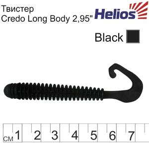 Твистер Credo Long Body 2,95"/7,5 см Black 12шт. (HS-9-011) Helios (0), фото 3