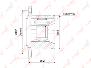 ШРУС внутренний LYNXauto CI-3764. Для: TOYOTA Altezza 2.0 98-05 / Harrier 2.4-3.0 97-03 / Highlander 2.4-3.0 00-07 / Mark 2/Chaser/Cresta(80/90/100/110) 1.8-2.4D >07 / Verossa 2.0 01-04, LEXUS RX300 98-03, фото 1