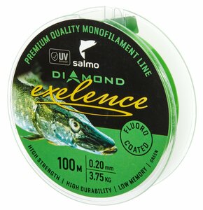 Леска моно. Salmo Diamond EXELENCE FLUORO COATED Green 100/020, фото 3