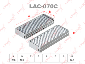 Фильтр салонный угольный (комплект 2 шт.) LYNXauto LAC-070C. Для: HYUNDAI Santa Fe(SM) 01> / Sonata IV 01-04, фото 1