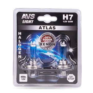 Галогенная автомобильная лампа AVS ATLAS, H7, 12 В, 55 Вт, 5000 К, цоколь PX26d, 2 шт., фото 4