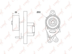 Натяжитель / приводной LYNXauto PT-3159. Для: Citroen, Ситроен, Berlingo(Берлинго)(MF) 1.1-1.6 96-08 / Xsara 1.4-1.6 97-05, Peugeot, Пежо, 206 1.1-1.6 98> / Partner(Партнер) 1.1-1.6 96-05., фото 2