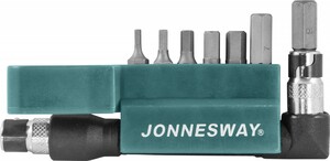 JONNESWAY S08H2H8S Комплект вставок-бит 1/4"DR шестигранных, H2-H8, c Г-образным приводом, 8 предметов, фото 1