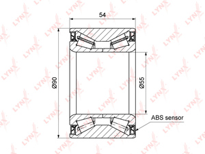 Подшипник ступицы передний с ABS (54x55x90) LYNXauto WB-1290. Для: Citroen, Ситроен, Jumper(Джампер) 2.0D-3.0D 06>, Fiat, Фиат, Ducato(Дукато) 2.2D-3.0D 06>, Peugeot, Пежо, Boxer(Боксер) 2.0D-3.0D 06>, фото 2