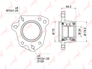 Подшипник ступицы задний L (ø 39/75мм) LYNXauto WB-1011. Для: HONDA CR-V 2.0 95-02, фото 1