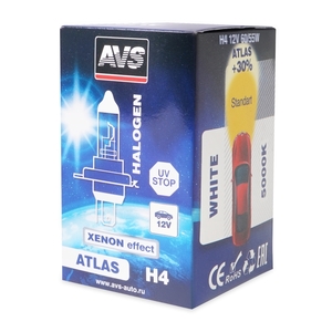 Галогенная автомобильная лампа AVS ATLAS, H4, 12 В, 55 Вт, 5000 К, цоколь P43t, фото 4