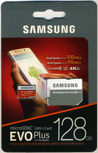 Карта памяти Samsung microSDXC EVO Plus 128Gb U3 90-100MBs, фото 2