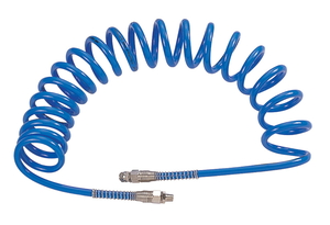 Шланг пневматический спиральный 10х15 мм, 15 м, полиуретановый, резьба 3/8" MIGHTY SEVEN SD-23315, фото 1