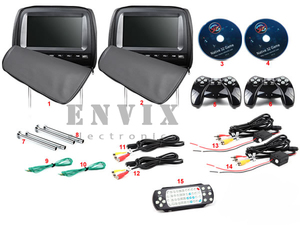 Комплект автомобильных DVD подголовников 9" на застежках  ENVIX L0237, фото 8