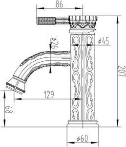 Смеситель для раковины ZORG Antic (A 115U-BR) бронза, фото 2