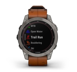 Умные часы Garmin Fenix 7 Sapphire Solar титановый серый с коричневым кожаным ремешком, фото 7