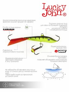 Балансир Lucky John FIN 4 + тр. 60мм/31RT блистер, фото 6