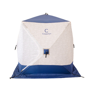 Палатка зимняя куб СЛЕДОПЫТ 1,5 х1,5 м, Oxford 210D PU 1000, S по полу 2,2 кв.м, цвет синий/белый с принтом, фото 3