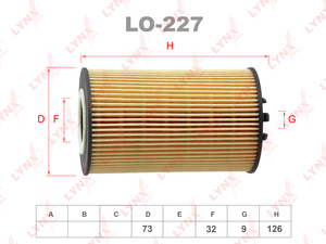 Фильтр масляный LYNXauto LO-227. Для: MERCEDES-BENZ C63(W204) 07-14 / CL63(C216) 07-10 / CLK63(C209) 06-09 / CLS63(C219) 06-10 / E63(W211-W212) 06-11 / ML63(W164) 05-11 / R63(W251) 06-10 / S63(W221) 06-10 / SL63(R230) 08-12 / SLS AMG(C197) 10>, фото 1