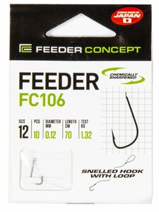 Крючки с поводком FC FEEDER сер. FC106 70см, разм.012, 0,12мм 10шт., фото 5