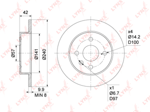 Диск тормозной задний (240x10) LYNXauto BN-1118. Для: OPEL Опель Astra(Астра) F/G/H 1.2-2.0D 98> / Meriva 1.4-1.6 03-10, фото 1