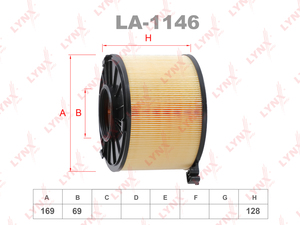 Фильтр воздушный LYNXauto LA-1146. Для: AUDI A4 2.0 15> / A5 2.0 16>, фото 1