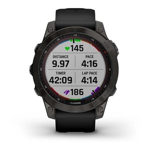 Умные часы Garmin Fenix 7 Sapphire Solar титановый серый DLC с черным ремешком, фото 9