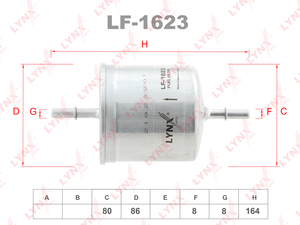 Фильтр топливный LYNXauto LF-1623. Для: VOLVO S40 I 1.6-2.0 95-03 / S60 I 2.0-2.5 00-10 / S80 I 2.0-2.5 98-06 / XC70 I 2.4-2.5 97-07 / XC90 I 2.5-4.4 02-14, фото 1