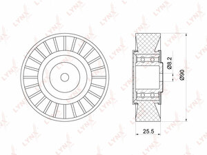 Ролик направляющий / приводной LYNXauto PB-7036. Для: VW LT 2.5D 96-06 / Transporter IV 2.0-2.5D 90-03, фото 1