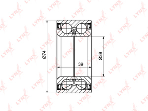 Подшипник ступицы передний (39x39x74) LYNXauto WB-1149. Для: OPEL Опель Astra(Астра) F 1.4-2.0 91-98 / Omega(Омега) B 2.0-3.2 94-03 / Vectra(Вектра) B 1.6-2.6 95-02, фото 1