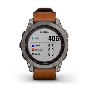 Умные часы Garmin Fenix 7 Sapphire Solar титановый серый с коричневым кожаным ремешком, фото 8