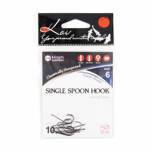 Крючок KOI "SINGLE SPOON HOOK", размер 6 (INT), цвет BN (10 шт.), фото 5