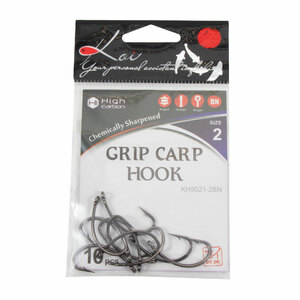 Крючок KOI "GRIP CARP HOOK", размер 2 (INT), цвет BN (10 шт.), фото 5