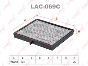 Фильтр салонный угольный LYNXauto LAC-069C. Для: CHEVROLET Lacetti 05> / Nubira 05>, DAEWOO Lacetti 02> / Nubira 03>, фото 1