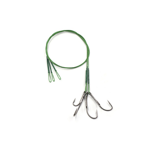 Поводок стальной NAMAZU Leader 1х7 Nylon Coated Green, d-0,42 мм, L-30 см, с живцовым крючком 4715 D, фото 2