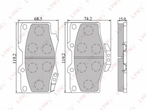 Колодки тормозные передние LYNXauto BD-7501. Для: TOYOTA Land Cruiser(J70) 2.4-3.4 90-96/(J80) 4.2-4.5 95-98/(J90) 96-02/4 Runner 3.0 90-96/2.7/3.4 95-96, GREATWALL Deer G3/G5 05>, фото 1