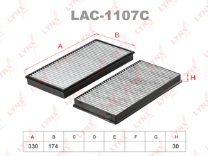 Фильтр салонный угольный (комплект 2 шт.) LYNXauto LAC-1107C. Для: BMW 7(E65 / 66) 03>, фото 1