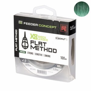 Шок-лидер плетёный Feeder Concept Flat Method х8 SHOCK LEADER Dark Green 100/020, фото 2