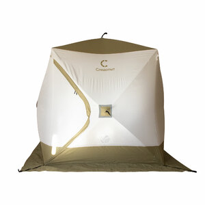 Палатка зимняя куб СЛЕДОПЫТ Premium 1,8х1,8 м, S по полу 3,2 кв.м, 3 слоя, цвет оливковый/белый, фото 3