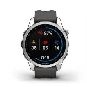 Умные часы Garmin Fenix 7s серебристый с графитовым силиконовым ремешком, фото 4