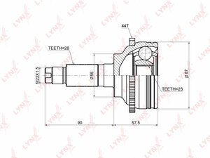 ШРУС наружный LYNXauto CO-3672A. Для: MAZDA 6 1.8-2.0 02-07, фото 1