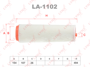 Фильтр воздушный LYNXauto LA-1102. Для: BMW 3(E46) 3.0TD/(E90) 2.5TD-3.0TD/5(E39) 00> /(E60) 2.5TD-3.0TD/7(E38) 98> /(E65)/X3(E83)/X5(E53) 01> /(E70) 3.0TD, LANDROVER Range Rover III 3.0TD 02>, фото 1