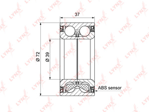 Подшипник ступицы передний (с ABS, 37x39x72) LYNXauto WB-1425. Для: Ford, Форд, Focus(Фокус) I 1.4-2.0 98-04 / Fiesta(Фиеста) V 1.25-1.6 01-08 / Fusion(Фьюжен) 1.25-1.6 02>, Mazda, Мазда, 2(DY)., фото 2