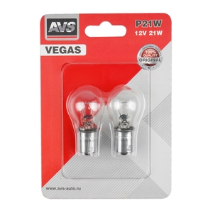 Автомобильная лампа AVS Vegas, P21W, 12 В, 21 Вт, 2700 К, цоколь BAU15s, 2 шт., фото 2