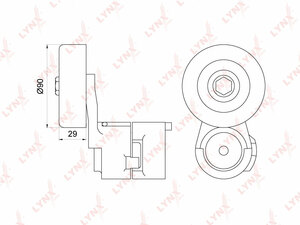 Натяжитель/приводной LYNXauto PT-3232. Для HYUNDAI Хендаи Santa Fe(Санта Фе) II 2.7 06-09, KIA Киа Carnival III 2.7 06>/Magentis(MG) 2.7 05>, фото 1