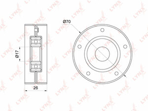 Ролик натяжного механизма / приводной LYNXauto PB-5336. Для: CHEVROLET Captiva 2.4 06> / Epica 2.0 05> / Evanda 2.0 05> / Lacetti 1.8 05> / Nubira 1.8-2.0 05> / Rezzo 2.0 05>, DAEWOO Evanda 2.0 02> / Lacetti 1.8 04> / Nubira 1.8-2.0 97> / Rezzo 2.0 00>, O, фото 1
